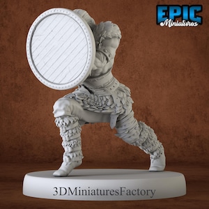 Miniature | Barbarian Viking Warrior Shield - DnD Miniature for Tabletop Games - Premium dnd Miniature - Dungeons and Dragons - 3D Printed