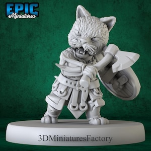 Miniature | Cat Folk Tribe Axe - DnD Miniature for Tabletop Games - Premium dnd Miniature - Dungeons and Dragons - 3D Printed