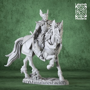 Elf Miniature Lord on Unicorn - DnD Miniature for Tabletop Games - Premium dnd Miniature Dungeons and Dragons 3D Printed