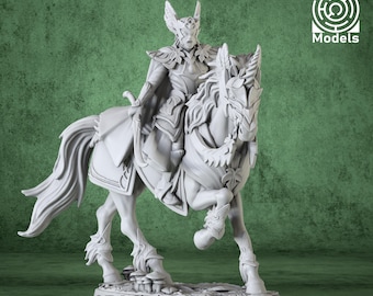 Elf Miniature Lord on Unicorn - DnD Miniature for Tabletop Games - Premium dnd Miniature Dungeons and Dragons 3D Printed