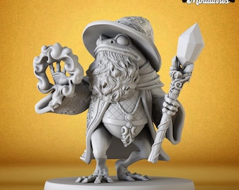 Miniature | Frog Wizard Spell - Player DnD Miniature for Tabletop Games - Premium dnd Miniature - Dungeons and Dragons