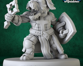 Hund Stammes Kleriker Miniatur - 3D Gedruckte Resin Figur für DnD und Tabletop RPGs