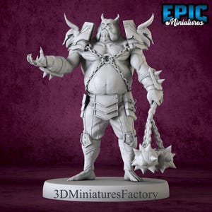 Demon Miniature | Świnia Demon Officer Flail- DnD Miniature do gier planszowych - Premium dnd Miniature - Dungeons and Dragons - Druk 3D