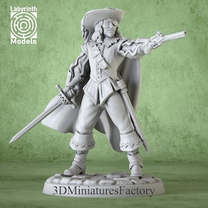 Miniatura / Moschettiere Rochefort - Miniatura DnD per giochi da tavolo - Miniatura dnd premium - Dungeons and Dragons - Stampata in 3D