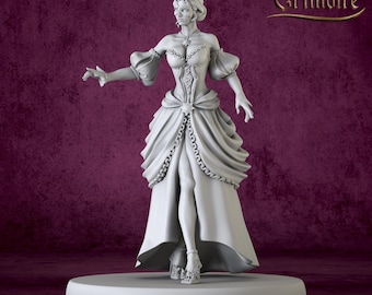 Masquerade Lady Miniature – 3D Printed Resin Figure for DnD and Tabletop RPGs