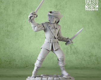 Miniature | Musketeer D'Artagnan  - DnD Miniature for Tabletop Games - Premium dnd Miniature - Dungeons and Dragons - 3D Printed