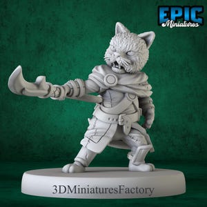 Miniature | Cat Folk Tribe Spear - DnD Miniature for Tabletop Games - Premium dnd Miniature - Dungeons and Dragons - 3D Printed