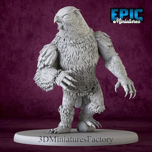 3D Printed Owl Bear Miniature: D&D Tabletop Gaming Figure