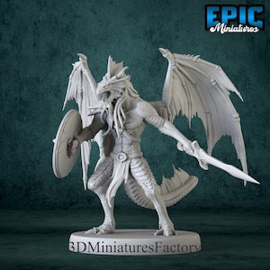 Miniature | Draconic Demon Bronze - DnD Miniature for Tabletop Games - Premium dnd Miniature - Dungeons and Dragons 3D Printed