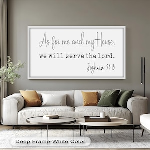 Joshua 24:15 Bible Verse Wall Art, As for Me & My House, Christian Scripture Print, Religious Home Decor, Framed Sign