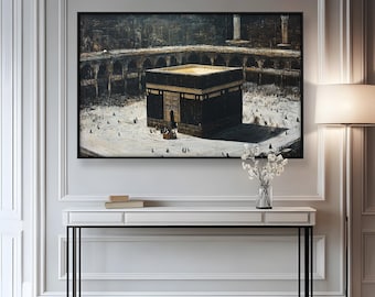 Kaaba Painting: Mecca Islamic Decor, Gold Frame, Muslim Gift