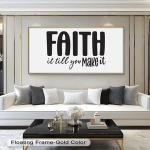 Arte de pared de madera &quot;Ten fe hasta que lo logres&quot;, decoración cristiana panorámica, letrero con cita motivacional e inspiradora, decoración rústica para el hogar.