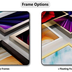 two different types of frame options for artwork: "Deep Frames" and "Floating Frames".