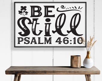 Framed Psalm 46:10 Painting Print, Christian Wall Art