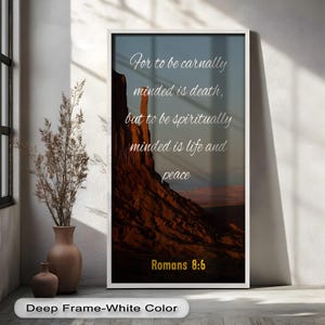 Panoramic Christian Wood Wall Art, Romans 8:6 Bible Verse, Inspirational Scripture Print, Rustic Religious Decor, Faith Wall Sign