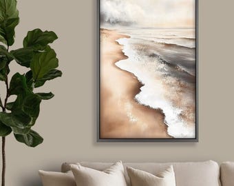 Framed Beach Wall Painting : Coastal Wave Art Painting Look Wall Art