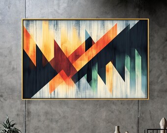 Framed Abstract Geometric Wall Painting : Modern Wall Art Painting Look Wall Art