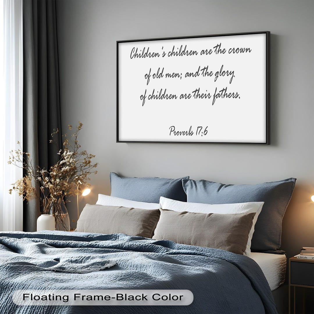 Proverbs 17:6 Scripture Art, Framed Christian Home Decor Painting Look ...