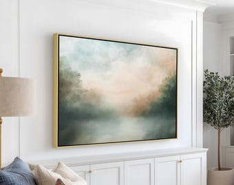 Framed Misty Landscape Wall Painting : Abstract Nature Wall Art Painting Look Wall Art