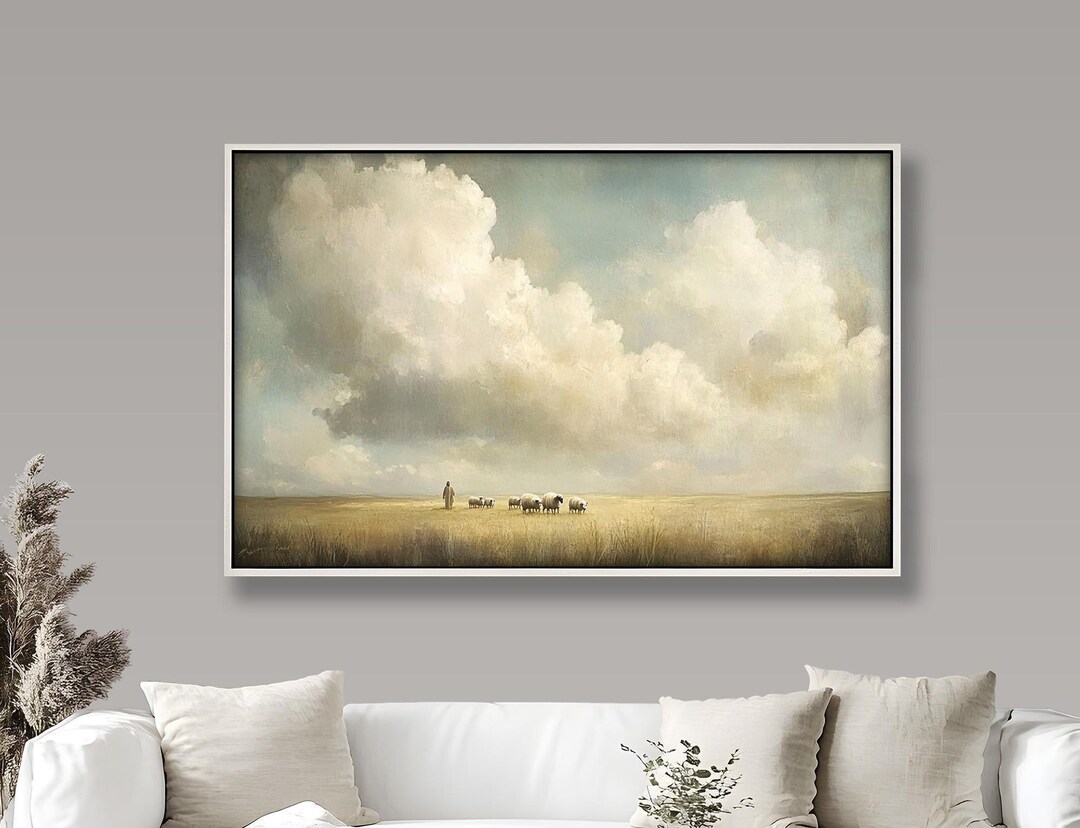 Framed Photo Rural Area Framed Rural Landscape Wall Painting : Tranquil Pasture Wall Art ...