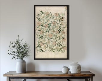 Framed Botanical Wall Painting : Rustic Floral Wall Art Painting Look Wall Art, Minimalist Wall Art