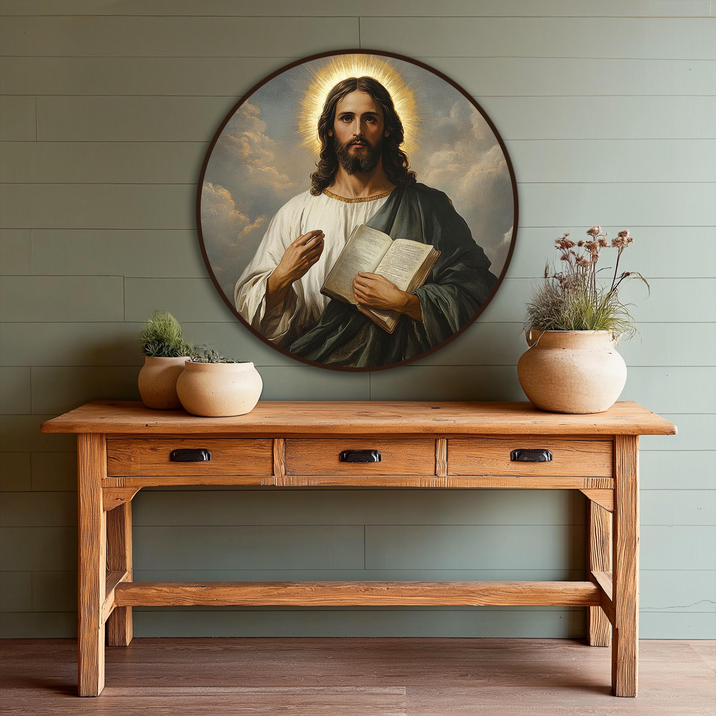 Rectangular Christian Images Round Jesus Teaching Wood Wall Art, Christian Bible Artwork on Wood ...