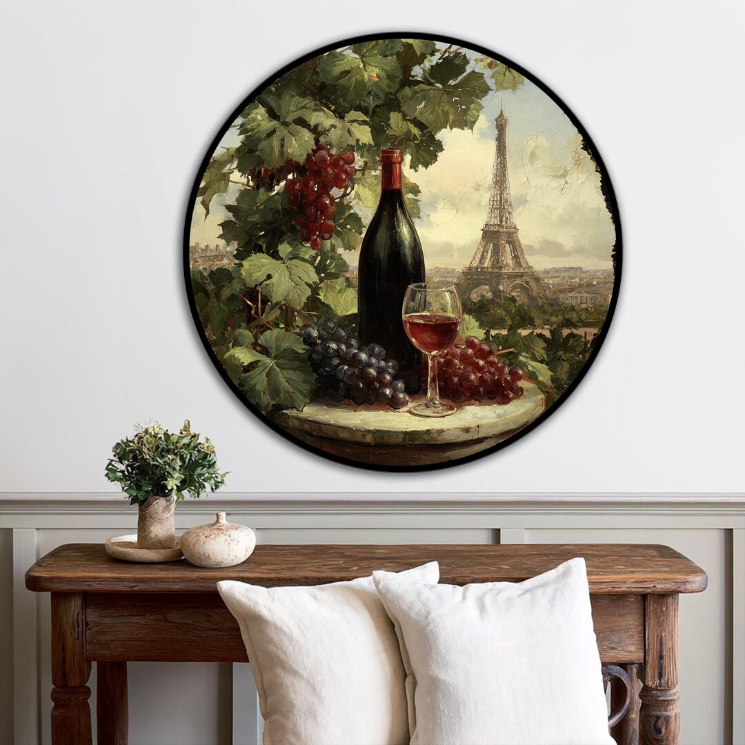 Paris Wine Wood Wall Art, French Vineyard Decor on Real Wood, Rustic ...