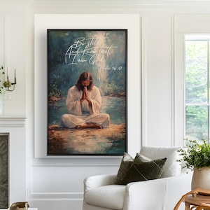 Be Still-Bible Verse Wall Art, Inspirational Christian Painting, Psalm 46:10, Religious Decor for Home & Christian Gifts
