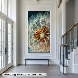Framed Dandelion Oil Painting on Wood: Rustic Autumn Landscape