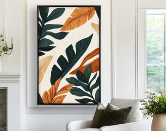 Tropische bladkunst voor aan de muur, botanische bladeren op canvas