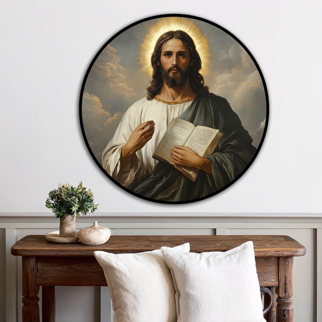 Rectangular Christian Images Round Jesus Teaching Wood Wall Art, Christian Bible Artwork on Wood ...