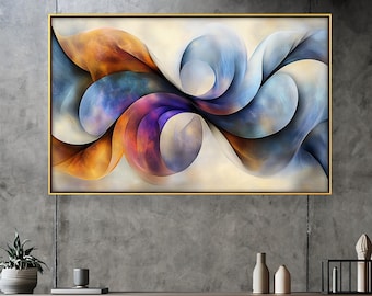 Framed Abstract Wall Painting : Modern Swirl Art Painting Look Wall Art, Mothers Day Gift