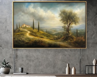 Städtische Landschaftsmalerei aus Holz: Rustikaler italienischer Druck, Ölgemälde, Geschenk zum Muttertag