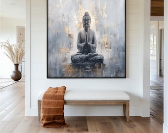 Framed Buddha Wall Painting : Zen Asian Decor Painting Look Wall Art