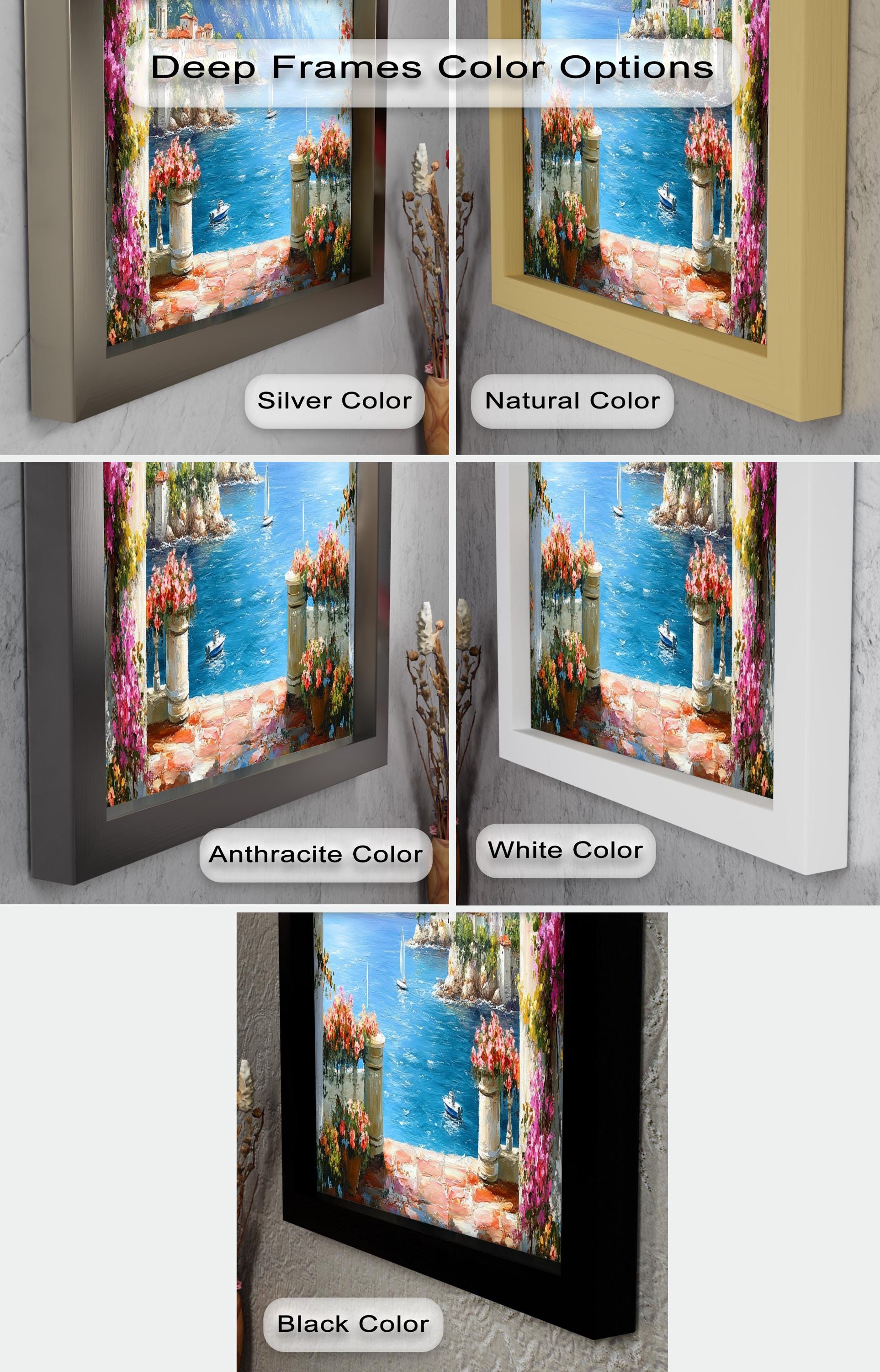 Framed Mediterranean Seaside Wall Painting: Coastal Italian Riviera ...