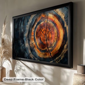 Rustic Tree Ring Oil Painting on Wood, Nature-Inspired Wall Art, Textured Wood Grain Print, Organic Home Decor for Living Room & Office