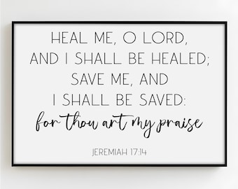 Jeremiah 17:14 Scripture Wall Art, Christian Bible Verse Canvas Art