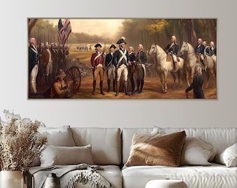 American Revolution Battle Scene Print: Framed Colonial Art Painting Look Wall Art