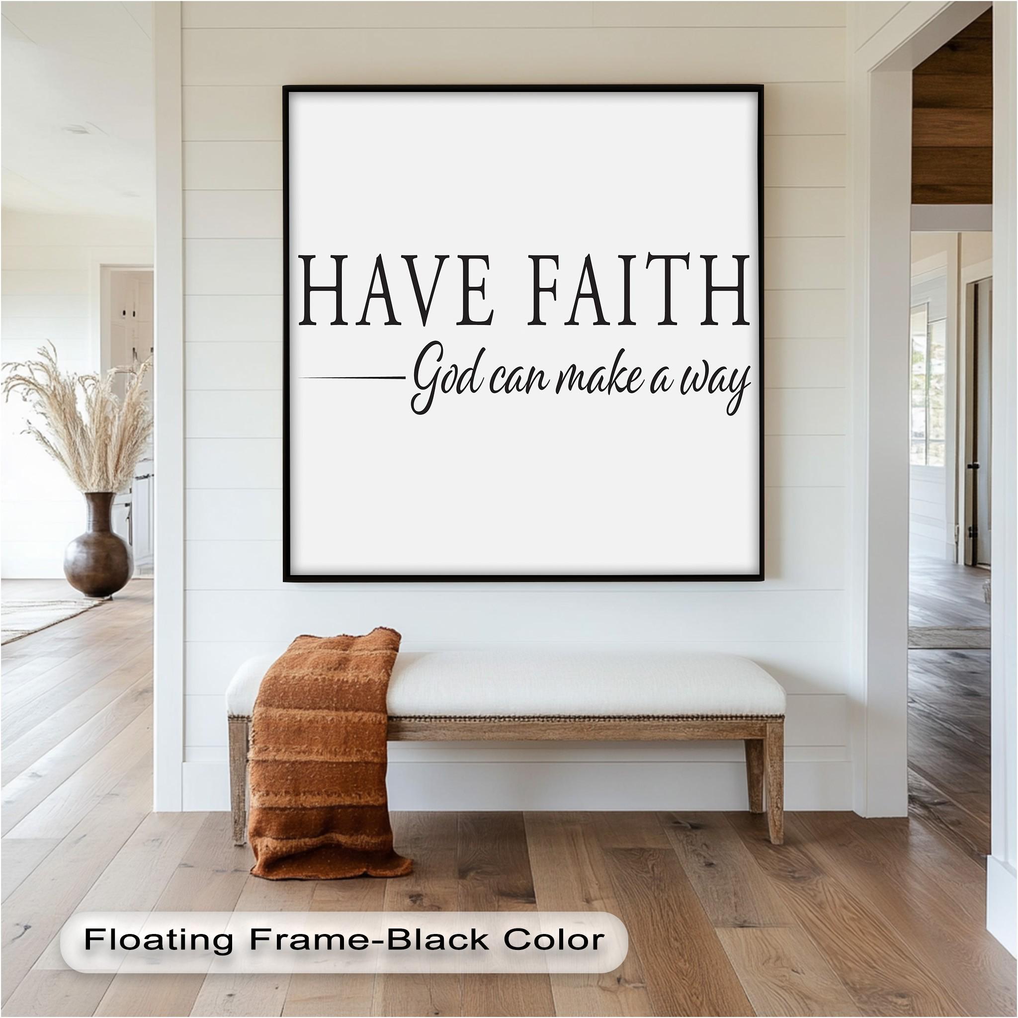 Faith Wall Art : Inspirational Christian Décor With Floating Frame Oil ...