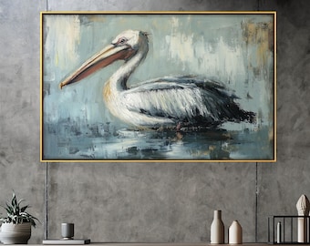 Pelikan Küsten Kunst Druck: Rustikale Holz Wand Dekor mit Goldrahmen Gemälde Look Wandkunst