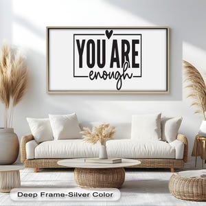 Framed &#39;You Are Enough&#39; Inspirational Quote: Rustic Wood Oil Painting