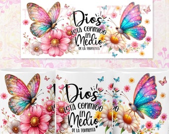 Spanish Bible Verse Mug Design: Butterfly Glitter (Digital PNG)