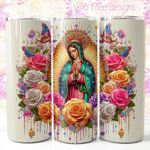 Virgen de Guadalupe 20oz Diseño Digital, Virgen de Mexico envoltura digital para sublimación, Descarga Instantánea, Diseño en Español, Virgen Mexicana