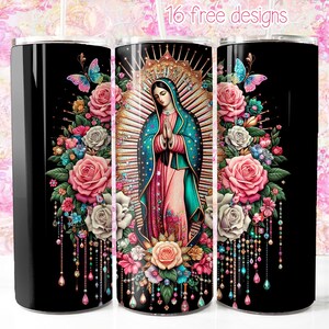 Virgen de Guadalupe 20oz Diseño Digital, Virgen de Mexico envoltura digital para sublimación, Descarga Instantánea, Diseño en Español, Virgen Mexicana