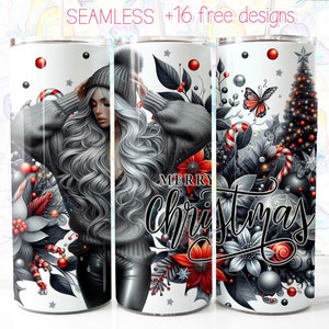 Diseño de envoltorio de Feliz Navidad de 20 oz, diseño de sublimación de vaso delgado de 20 oz, envoltorio de vaso navideño, descarga digital, envoltorio navideño floral