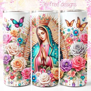 Virgen de Guadalupe 20oz Diseño Digital, Virgen de Mexico envoltura digital para sublimación, Descarga Instantánea, Diseño en Español, Virgen Mexicana