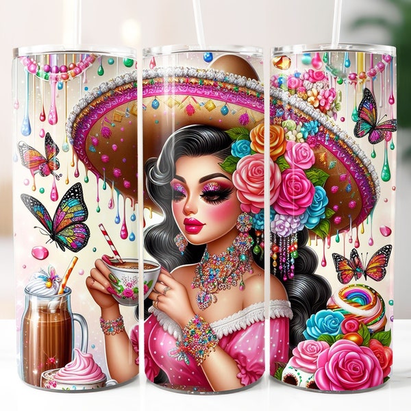 Latina Proud Design, 20oz Digital Design, Latina Girl digital wrap for sublimation, Instant Download, Mexico 20oz Design, Chica Latina 20oz