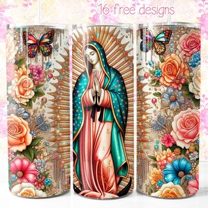 Virgen de Guadalupe 20oz Diseño Digital, Envoltura digital Virgen de México para sublimación, Descarga Instantánea, Diseño Español, Virgen Mexicana