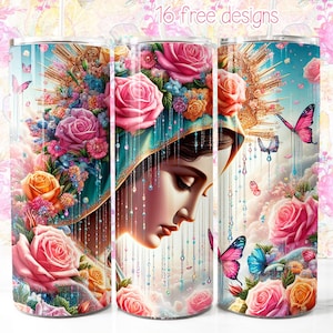 Virgen de Guadalupe 20oz Diseño Digital, Virgen de Mexico envoltura digital para sublimación, Descarga Instantánea, Diseño en Español, Virgen Mexicana