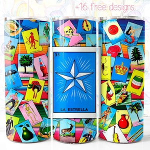 Loteria La estrella 20oz Tumbler wrap, 20oz Digital Design, Loteria digital wrap para sublimación, Descarga instantánea, La estrella Design Png